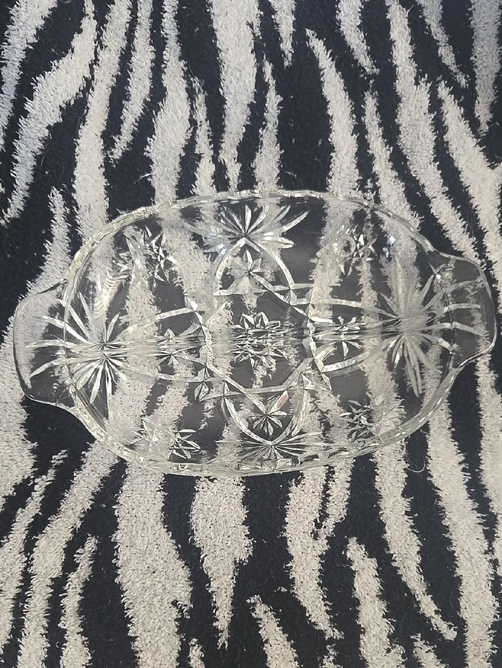Glass Relish Dish - Elegant Star Of David vintage Mcm Anchor Hocking